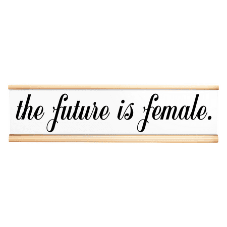 Funny Desk Plate The Future Is Female Engraved Desk Plate White