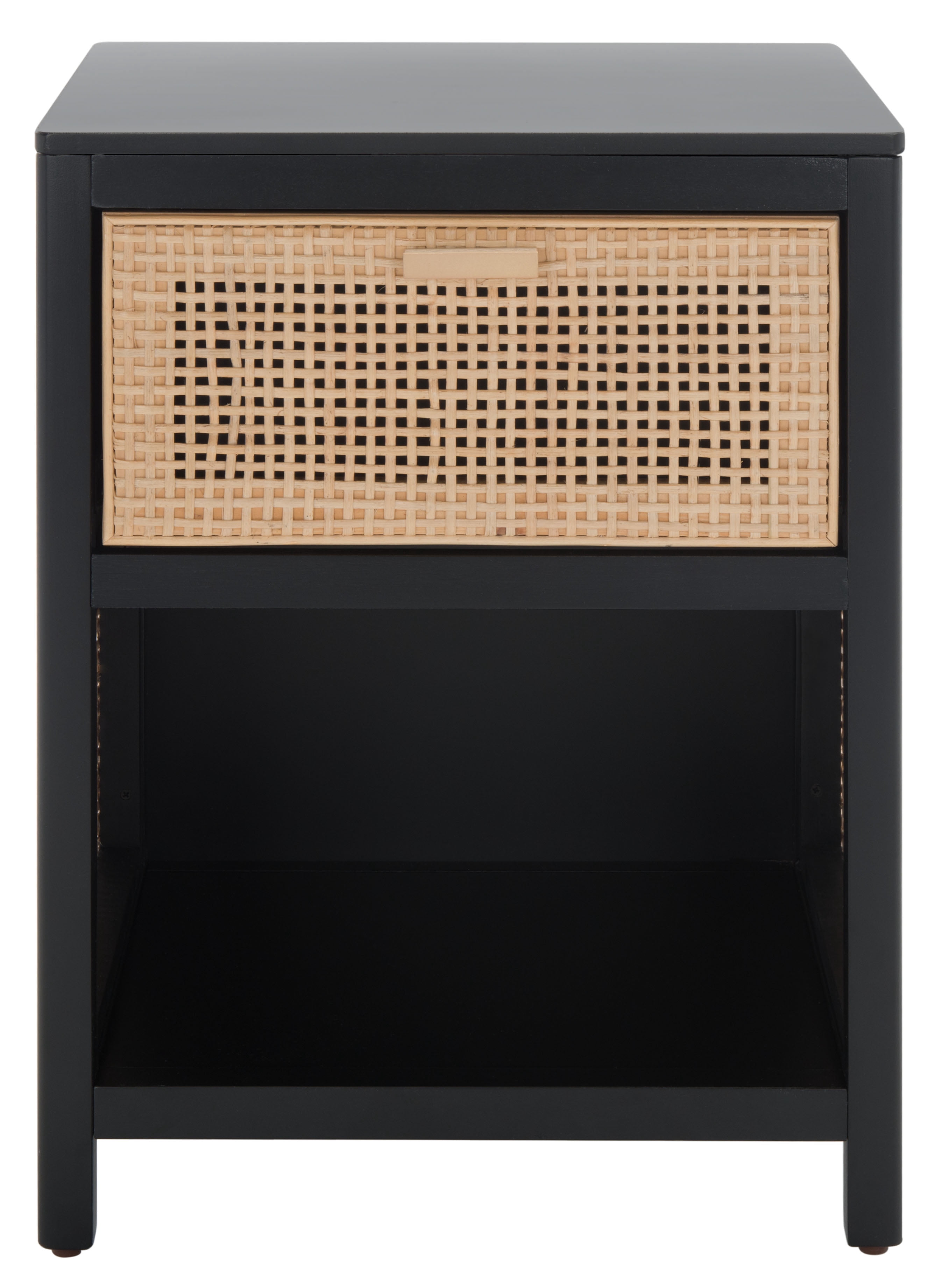 SAFAVIEH Miya Rustic Coastal 1 Drawer Nightstand, Black/Natural