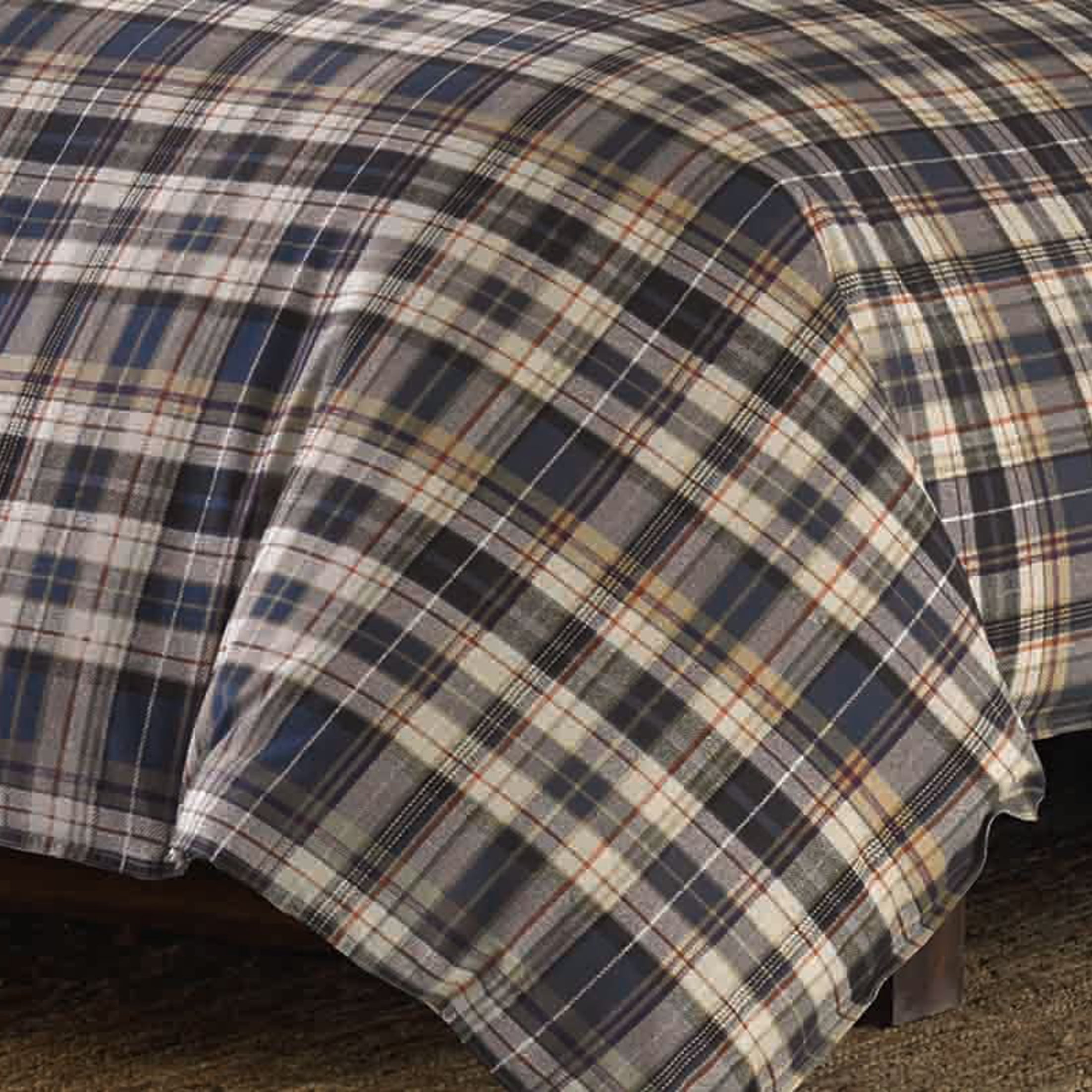 Eddie Bauer Plaid Cotton Plain Weave Comforter Sets, Full/Queen, Brown 