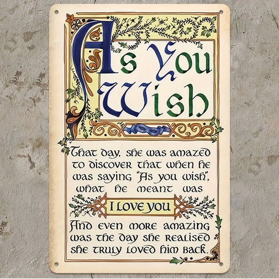 HELLOYOUNG Princess Bride Metal Poster "You Wish" Aluminum Wall Art 2D Wall Decor Home Decor for Living Room Bedroom