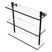 Allied Brass FT-5/16-BKM Foxtrot Collection 16 Inch Triple Tiered Glass Shelf, Matte Black