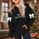 thumbnail image 5 of Camiseta de manga larga con lazo para niños, cuello redondo liso, parte superior lisa, adecuada para niños y niñas, sudadera con capucha para niñas, parte superior de poliéster, 5 of 6