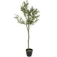 thumbnail image 6 of DecMode 59" Artificial Olive Tree in Realistic Leaves and Black Melamine Pot, 6 of 7