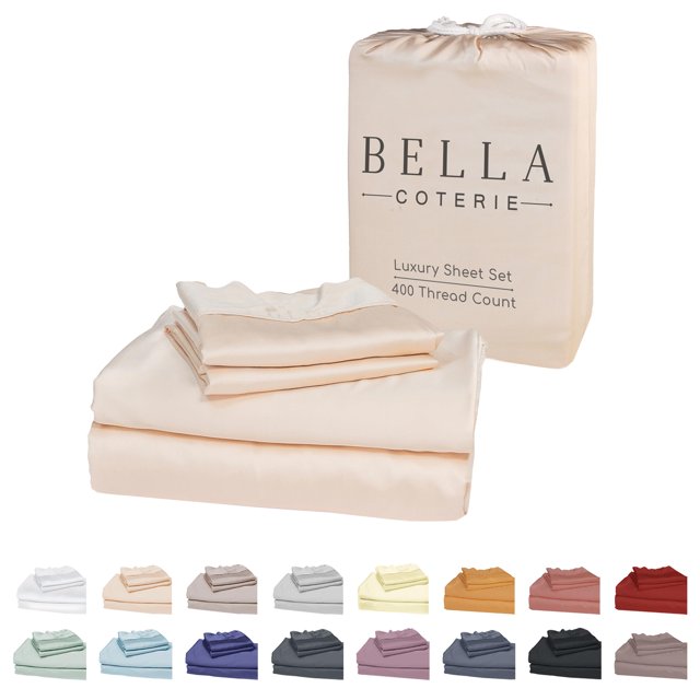 Bella Coterie Juego De Sábanas De Lujo Tamaño Twin Xl | Cultivado Orgánicamente | Viscosa Hecha De Bambú | Ultrasuave | Enfriamiento Para Personas Que Duermen Calientes | Bolsillo Profundo De 18" [Cha