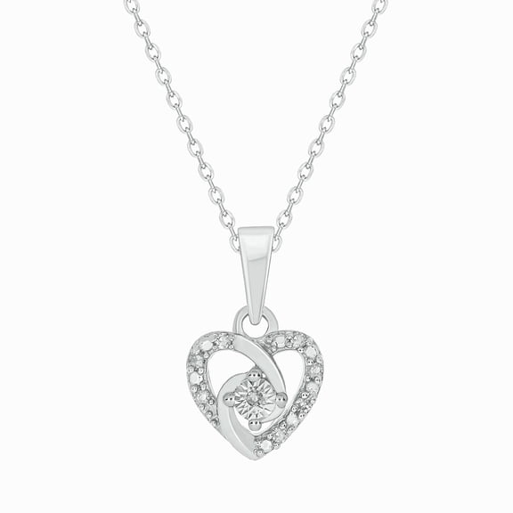 Cali Trove Diamond Heart Necklace for Women 1/20 Ct Natural Diamonds 925 Sterling Silver Dainty Gift