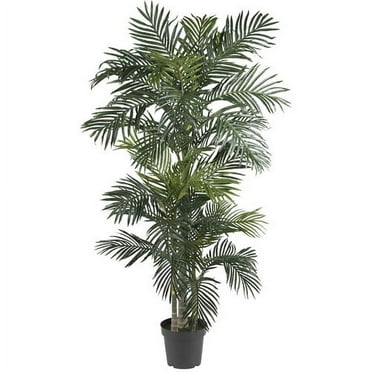 Nearly Natural 6.5' Golden Cane Artificial Silk Potted Palm Tree