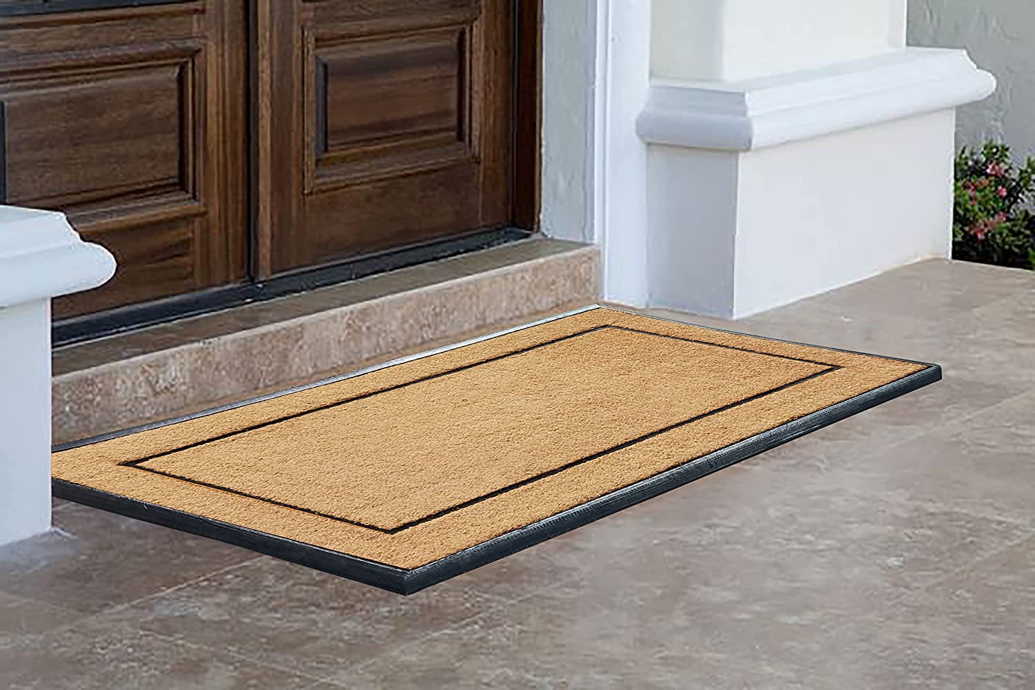 A1hc Natural Coir & Rubber Door Mat 18x30 Inches Thick Durable Doormats for Entrance Heavy Duty, Thin Profile Front Door Mat, Long Lasting Front Door
