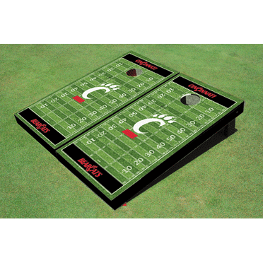 University Of Cincinnati Black Matching Football Field  Custom Cornhole Boards