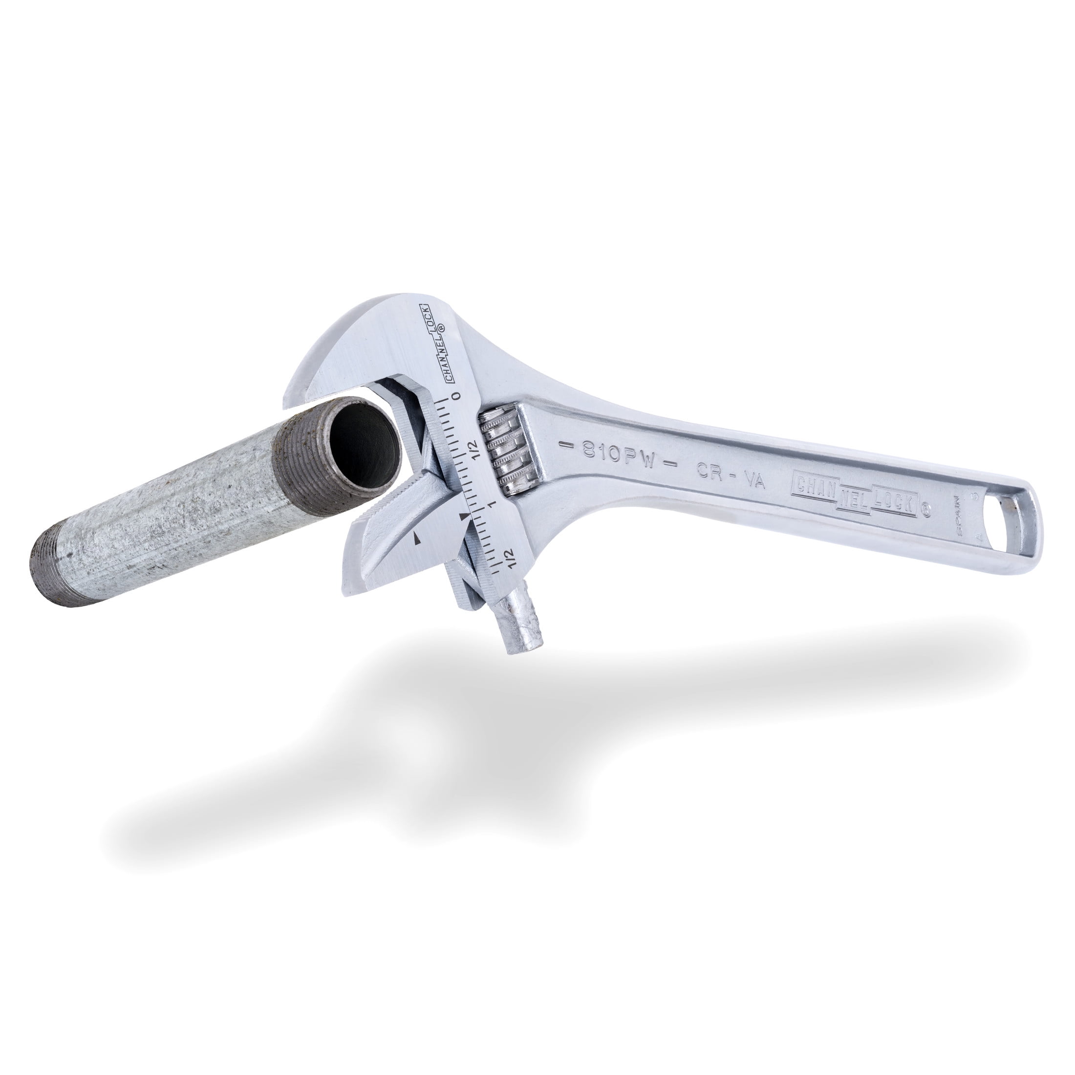 CHANNELLOCK 10-inch Reversible Jaw Adjustable Wrench, Precise 1.57-inch Wide Mouth Jaw Capacity (810PW)