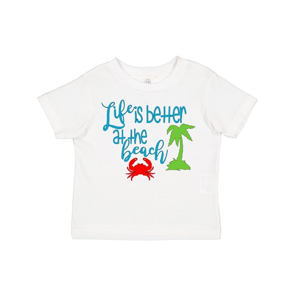 Inktastic Life is Better at the Beach Crab and Palm Tree Boys or Girls Toddler T-Shirt