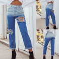 thumbnail image 2 of Vedolay Wide Leg Jeans for Women Women Seamed Front Wide Leg Jeans Stretch Jeans Blue,L, 2 of 4
