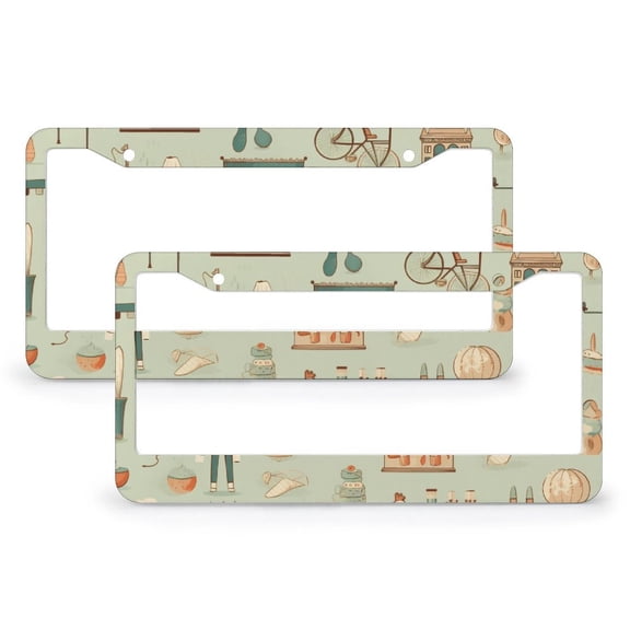 2 Pieces Bakery Cooking Utensils License Plate Cover Gifts for Cook Lovers Car Front License Plate Frame Quality Aluminum Metal 2 Holes Gift for Dad