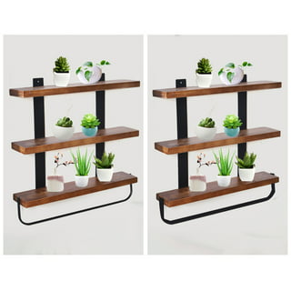 Rustic Wood Wall Shelves Rack Towel - Bathroom Kitchen – Father Son Crafts