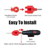 2 Pcs Drill Chuck Socket Tool of Electric Fence Screw Red Insulator Screw in Tool