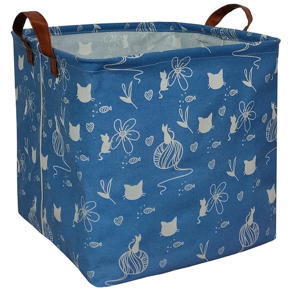 NIETEIN Square Storage Bins Nursery Hamper, Foldable Waterproof Canvas Basket (Style-21)