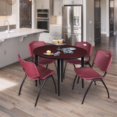 thumbnail image 3 of Regency Kahlo 48 in. Round Breakroom Table- Mahogany Top, Black Base & 4 M Stack Chairs- Burgundy, 3 of 9