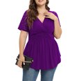 thumbnail image 6 of Daystry Plus Size Tunic Tops For Women Lace V-Neck Empire Waist Women Top Babydoll Blouse Purple-4X, 6 of 11