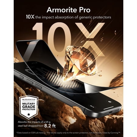 ESR iPhone 17 17 Pro 17 Pro Max ガラスフィルム 3枚入り 9H越え 強化ガラス 10倍強化保護 全面保護 米軍規格 貼付け簡 自動吸着 Corning製 トレイ付き