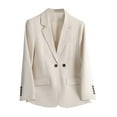 thumbnail image 2 of uublik Women Blazers for Work Casual Work Office Blazer Stretch Lapel Collar Long Sleeve Jacket Suit Blazer Beige Clothes, 2 of 5