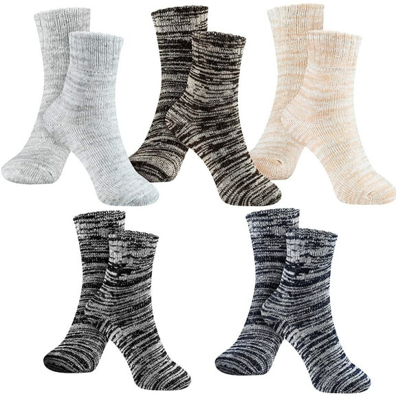 Women Plus Size Clearance Cafuvv 5 Pack Womens Socks Vintage Winter Soft Warm Cold Knit Wool Socks
