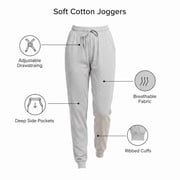 Couver Womens Cotton Stretch Active Jersey Jogger Pants with Pockets, Black, Large, 1-Pack