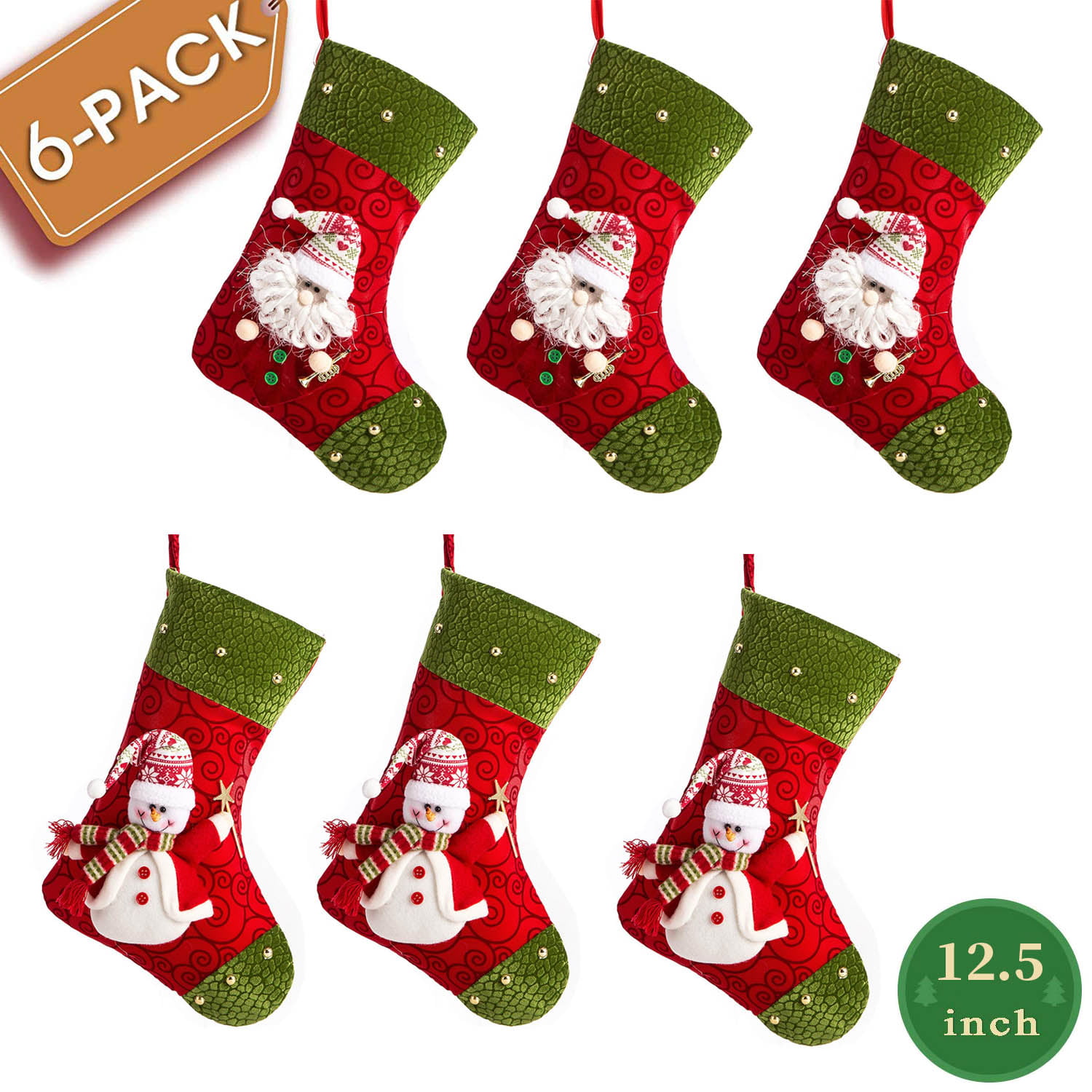 QinYing Set of 3 18inch Christmas Stocking Hanging Christmas Stocking with 3 Different Patten for Christmas Decoration Grey & Pink & Red 