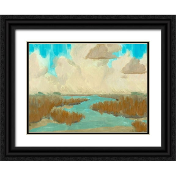 Green, Jacob 14x12 Black Ornate Wood Framed with Double Matting Museum Art Print Titled - Fripp Island Water I