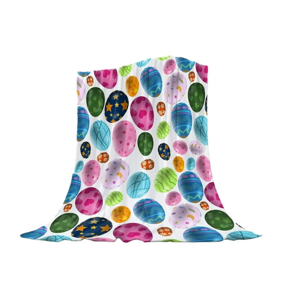 Easter Decorative Throw Blanket Twin 51"x39" Multi-Color Atmosphere Easter Rabbit Bunny Egg Blanket Couch Sofa Bed Soft Cozy Lightweight Fuzzy Fleece Blankets and Throws Spring Blanket