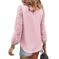 thumbnail image 1 of SAYOO - Camiseta de cuello en V de color sólido para mujer, blusa holgada de manga larga con decoración de flores, suéter holgado SAYOO  Moda, 1 of 9