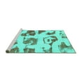 thumbnail image 2 of Ahgly Company Machine Washable Indoor Round Abstract Turquoise Blue Modern Area Rugs, 7' Round, 2 of 4