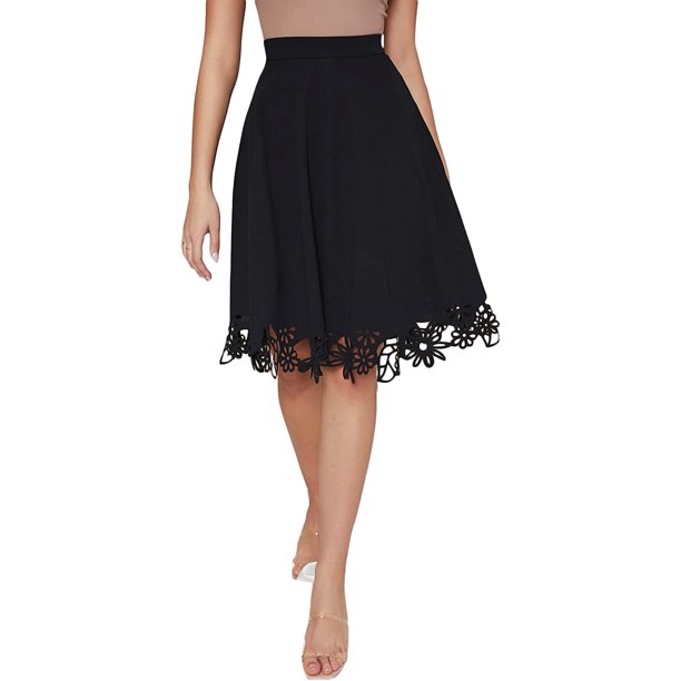 Falda midi plisada de cintura alta para mujer con bolsillos Negro Floral 3XL Negro Floral 3XL Xishao ropa
