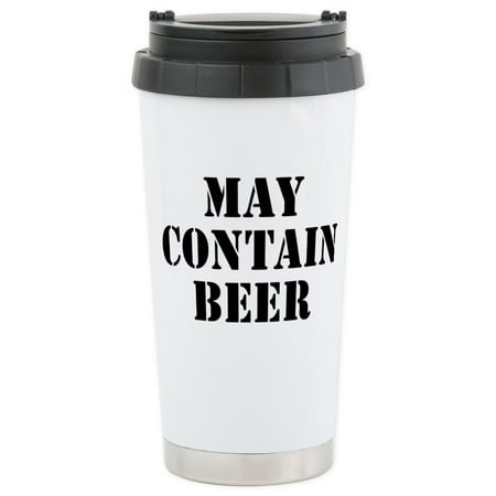 Travel Beer Mug CafePress - May Contain Beer Stainless Steel Travel Mug - Stainless Steel Travel Mug, Insulated 16 oz. Coffee Tumbler ()