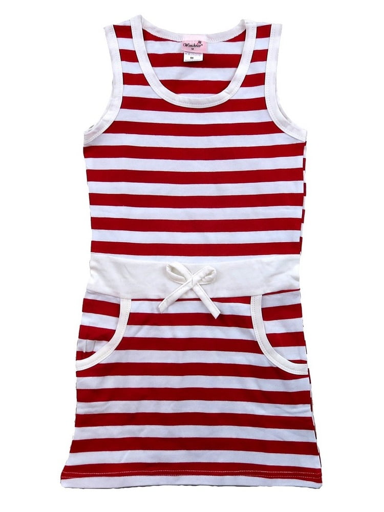 girls red and white striped dress