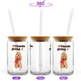 thumbnail image 2 of Happy Thanksgiving Cocker Spaniel with Turkey Pumpkins Autumn Vibes 16oz Glass Cup Mug Cockers Dog Lover Gifts Glass Can with Bamboo Lid and Straw - 12018, 2 of 5
