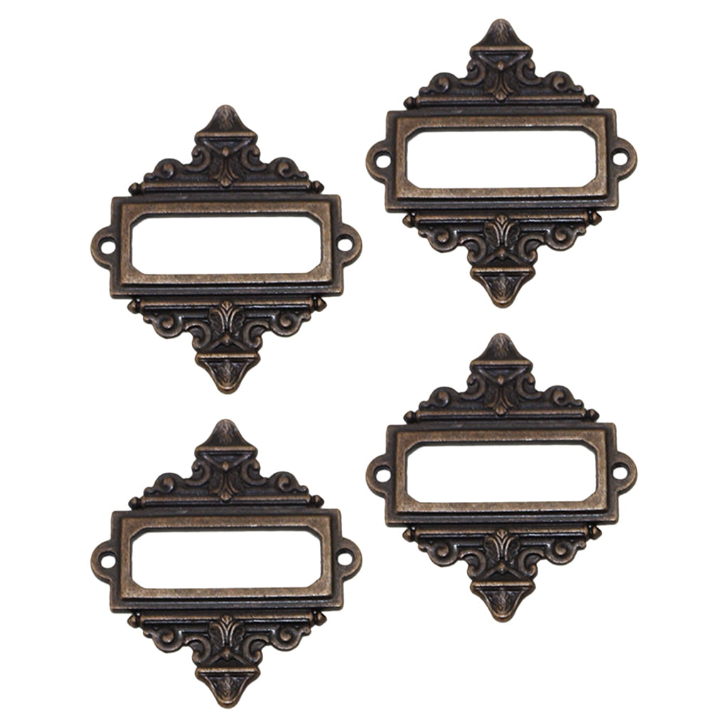 4Pcs Drawer Pull Cabinet Card Tag Label Holder Metal Lace Frame Anti-rust