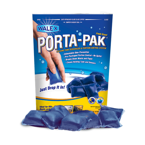 Walex Waste Holding Tank Treatment PPSGBG Porta-Pak; Without Formaldehyde; With Deodorant; Fresh Scent; Lubricates Valves And Cleans Sensor; Treats Up To 50 Gallon Holding Tank