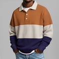 thumbnail image 4 of Breezora Men's Color Block Shirt Long Sleeve Popular Versatile Waffle Knit Shirt Trendy Casual Wear for Youth M Size Orange, 4 of 4