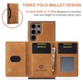 thumbnail image 2 of 2 in 1 Wallet Case for Samsung Galaxy S25 Ultra for Women Men, Detachable Cards Holder Magnetic Back Cover Stand Feature Shockproof Premium PU Leather Phone Cover for Samsung Galaxy S25 Ultra, Brown, 2 of 12