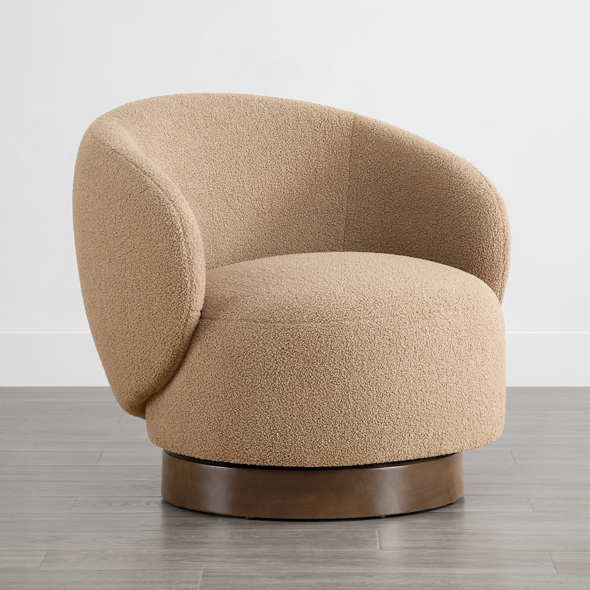 Spruce & Spring Upholstered Swivel Accent Chair with Curved Back Single, Khaki