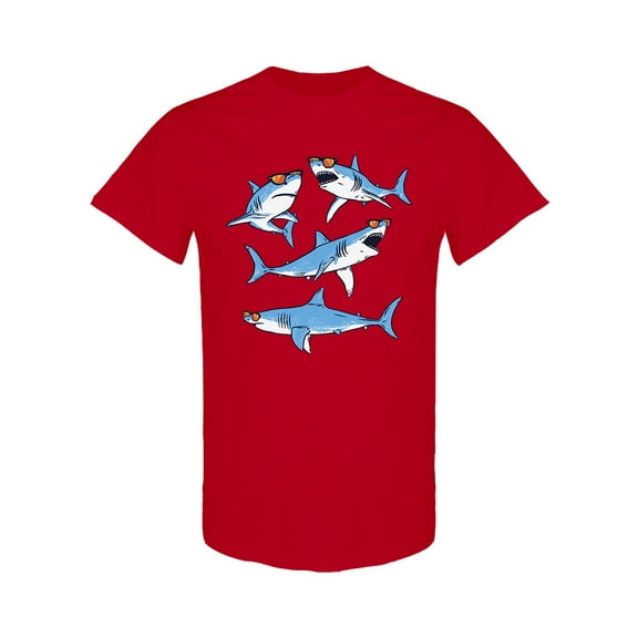 Sharks Wearing Sunglasses T-Shirt Men -Image by Shutterstock, Male x-Large