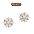 thumbnail image 4 of 2 Pieces Hairpin Headdress Flat Back Non-perforated Design Shiny Rhinestones Beautiful Pearl Flower Buckle for Dancing Party Pearl Snowflake, 4 of 7
