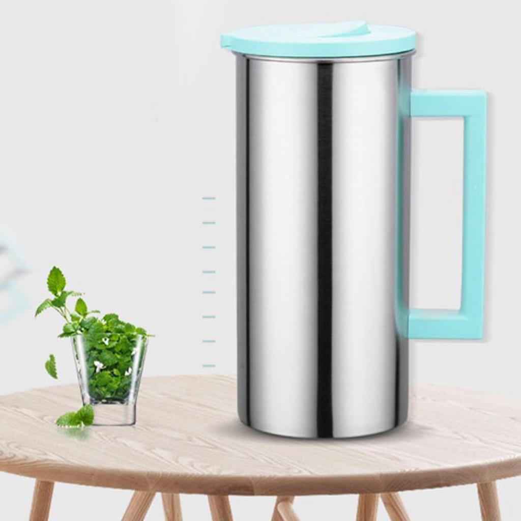 Fiocias 2 Pcs Stainless Steel 1.8L Water Pitcher Green Jar Kitchen