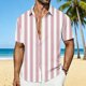 thumbnail image 1 of Ceisia Men's Vertical Stripe Short Sleeve Button Down Casual Shirt for Beach Vacation Pink XXXXL Gifts, 1 of 7