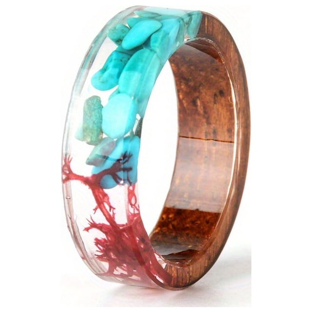 Bague en Résine de Bois Fait Main - Cadeau d'Anniversaire Parfait pour Femmes et Filles
