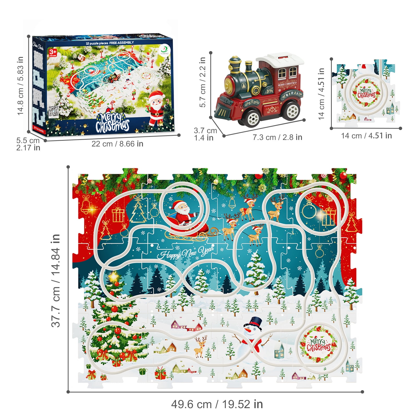 PayUSD 26 PCS Jigsaw Puzzles for Kids 3 6 with a Train Toddler Puzzles Track Play Set Toy Cars Puzzle Mat Running on Track for Boys and Girls Christmas Gift