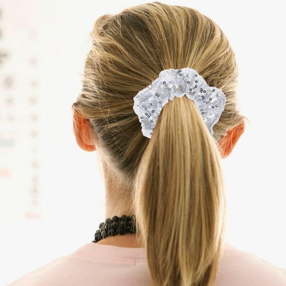 Beaupretty Shiny Metallic Scrunchies Soft Cloth Hair Bands for Office and Party 2Pcs