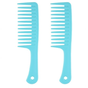 Gealach Large Wide Tooth Combs, 2 Pieces, Detangling for Curly, Long, Wavy Hair, Light Blue, Safe for Wet or Dry Use