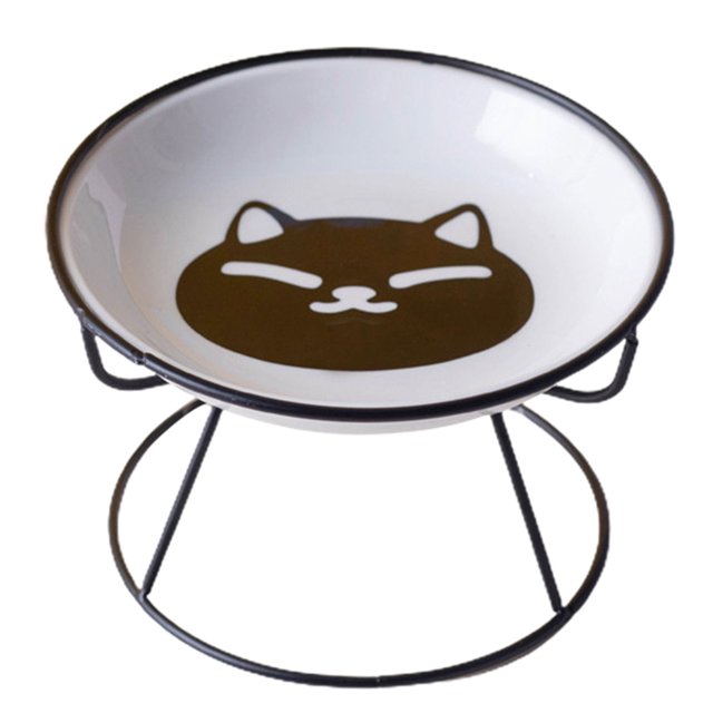 LYMAYTER Elevated Ceramic Bowl Set -Vomit Cervical Vertebrae Indoor Cats Small Pets Colorful Patterns Pet Supplies