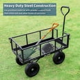 thumbnail image 6 of 880 lbs 10" Flat Free Tires Steel Garden Cart with 180° Rotating Handle and Removable Sides, Heavy Duty 4 Cu.Ft Capacity Utility Garden Carts and Wagons, Black, 6 of 15