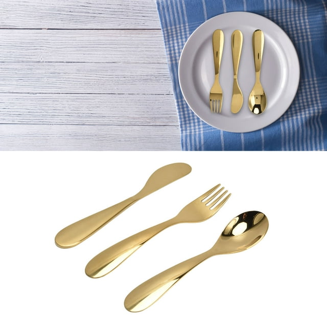 JUEGO DE CUBIERTOS DE CUCHILLO DE CUCHARA DE HORQUILLA, JUEGO DE VAJILLAS DE ACERO DORADO DE ACUMULACIO